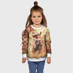 Свитшот детский Винтажный лис на осеннем фоне, цвет: 3D-белый — фото 2