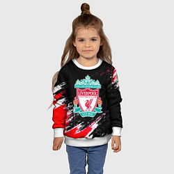 Свитшот детский Liverpool краски штрихи, цвет: 3D-белый — фото 2