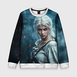 Свитшот детский Цири с огненными глазами, цвет: 3D-белый