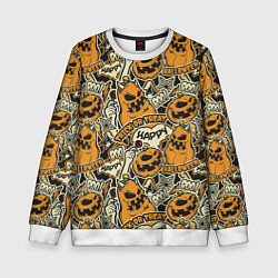 Свитшот детский Хэллоуин тыквы, цвет: 3D-белый