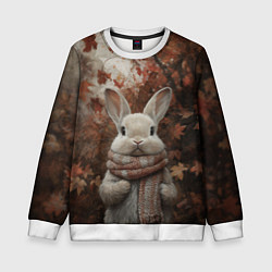 Свитшот детский Зайчишка в шарфе, цвет: 3D-белый