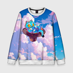 Свитшот детский Tiger Derpy in the clouds, цвет: 3D-белый