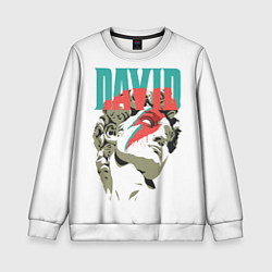 Свитшот детский David Bowie статуя Давида, цвет: 3D-белый