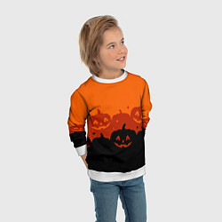 Свитшот детский Хэллоуин счастливые тыквы, цвет: 3D-белый — фото 2