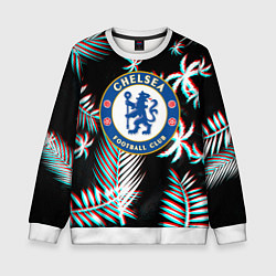 Свитшот детский Chelsea тропики глитч текстура, цвет: 3D-белый