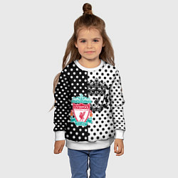 Свитшот детский Liverpool черно белые точки, цвет: 3D-белый — фото 2