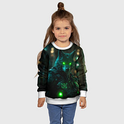 Свитшот детский Киберпанк волк, цвет: 3D-белый — фото 2