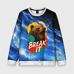 Свитшот детский Break it злой медведь, цвет: 3D-белый