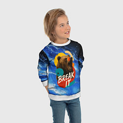 Свитшот детский Break it злой медведь, цвет: 3D-белый — фото 2
