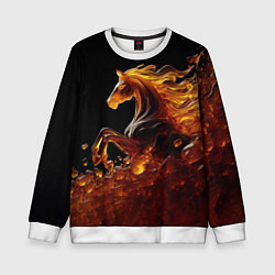 Свитшот детский Оранжево желтая лошадь созданная из янтаря, цвет: 3D-белый