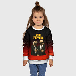 Свитшот детский Пародия - Криминальное чтиво с мопсами, цвет: 3D-белый — фото 2