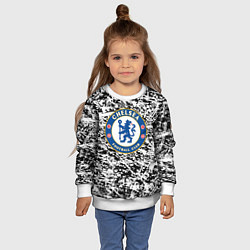 Свитшот детский Челси штрихи красок, цвет: 3D-белый — фото 2