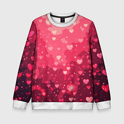 Свитшот детский Розовый с сердечками паттерн, цвет: 3D-белый