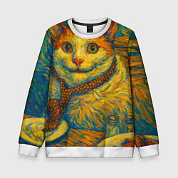 Детский свитшот Кот-мем бу в стиле Ван Гога