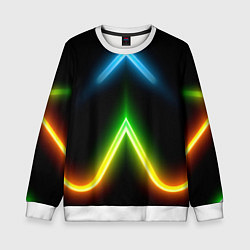 Свитшот детский Neon multicolored lines, цвет: 3D-белый
