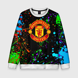 Свитшот детский Манчестер Юнайтед неоновые краски, цвет: 3D-белый