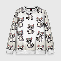Свитшот детский Много енотов, цвет: 3D-белый