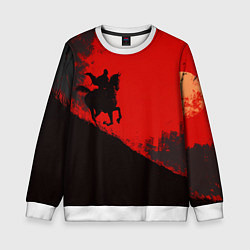 Свитшот детский Лошадь скачет на красном фоне, цвет: 3D-белый