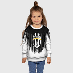 Свитшот детский Ювентус текстура полосы спорт, цвет: 3D-белый — фото 2