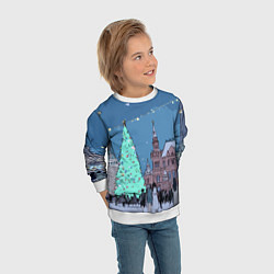 Свитшот детский Новогодняя елка в центре Москвы, цвет: 3D-белый — фото 2