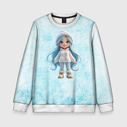 Свитшот детский Девочка-зима, цвет: 3D-белый
