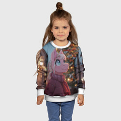 Свитшот детский Лошадка у новогодней елки, цвет: 3D-белый — фото 2