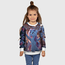 Свитшот детский Лошадка наслаждается новым годом, цвет: 3D-белый — фото 2