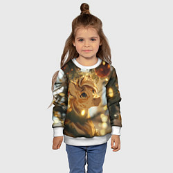 Свитшот детский Лошадка любуется елочным шаром, цвет: 3D-белый — фото 2