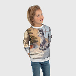 Свитшот детский Лошадка у елки, цвет: 3D-белый — фото 2