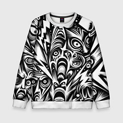 Свитшот детский Lightnings and faces - ai art fantasy, цвет: 3D-белый