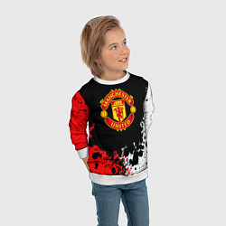 Свитшот детский Манчестер Юнайтед краски абстрактные, цвет: 3D-белый — фото 2