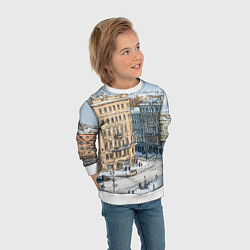 Свитшот детский Зимняя улица Питера, цвет: 3D-белый — фото 2