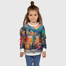 Свитшот детский Новогодний город в горах, цвет: 3D-белый — фото 2