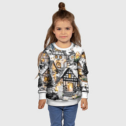 Свитшот детский Объемные новогодние дома, цвет: 3D-белый — фото 2