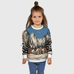 Свитшот детский Небольшой новогодний город в горах, цвет: 3D-белый — фото 2