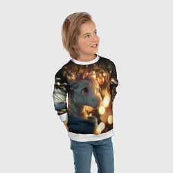 Свитшот детский Лошадка под новогодней елкой, цвет: 3D-белый — фото 2