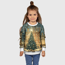 Свитшот детский Новогодний старый город, цвет: 3D-белый — фото 2