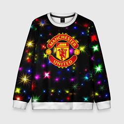 Свитшот детский Манчестер Юнайтед праздничные огни, цвет: 3D-белый