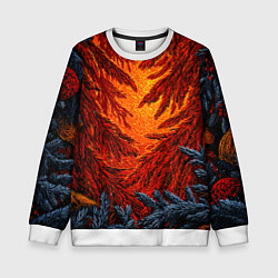 Свитшот детский Новогодние ветки елок, цвет: 3D-белый