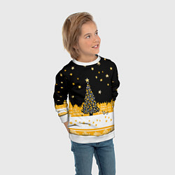 Свитшот детский Новый год в черно-желтом стиле, цвет: 3D-белый — фото 2