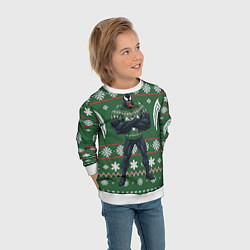 Свитшот детский Веном в вязаном свитере - новый год, цвет: 3D-белый — фото 2