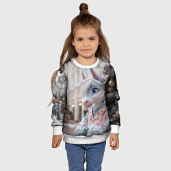 Свитшот детский Новогодняя лошадка у елки, цвет: 3D-белый — фото 2