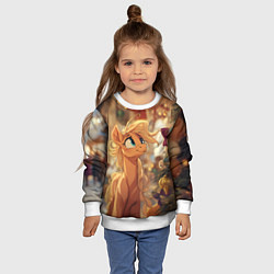 Свитшот детский Милая лошадка любуется елкой, цвет: 3D-белый — фото 2