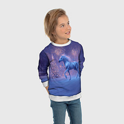 Свитшот детский Лошадь и новогодний салют, цвет: 3D-белый — фото 2