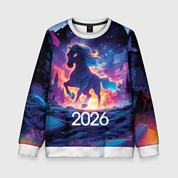 Свитшот детский 2026 Фэнтези лошадка, цвет: 3D-белый
