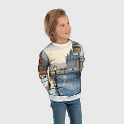 Свитшот детский Санкт-Петербург снежный день, цвет: 3D-белый — фото 2