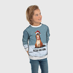 Свитшот детский Устал как конь, цвет: 3D-белый — фото 2