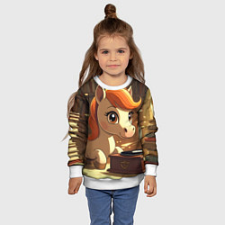 Свитшот детский Лошадка и музыкальные пластинки, цвет: 3D-белый — фото 2