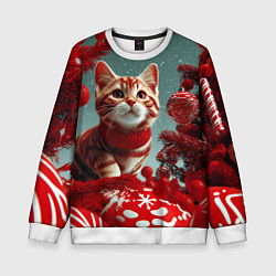 Детский свитшот Рыжий кот - Новый год