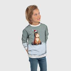 Свитшот детский Лошадка на фоне снегопада, цвет: 3D-белый — фото 2